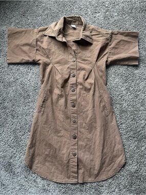 Women's Brown Button-Front Shirt Dress